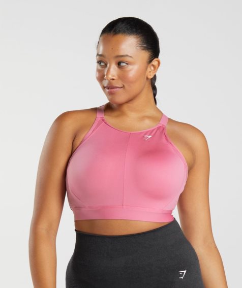 Staniki Sportowe Gymshark High Neck High Support Damskie Różowe | PL 542UGR